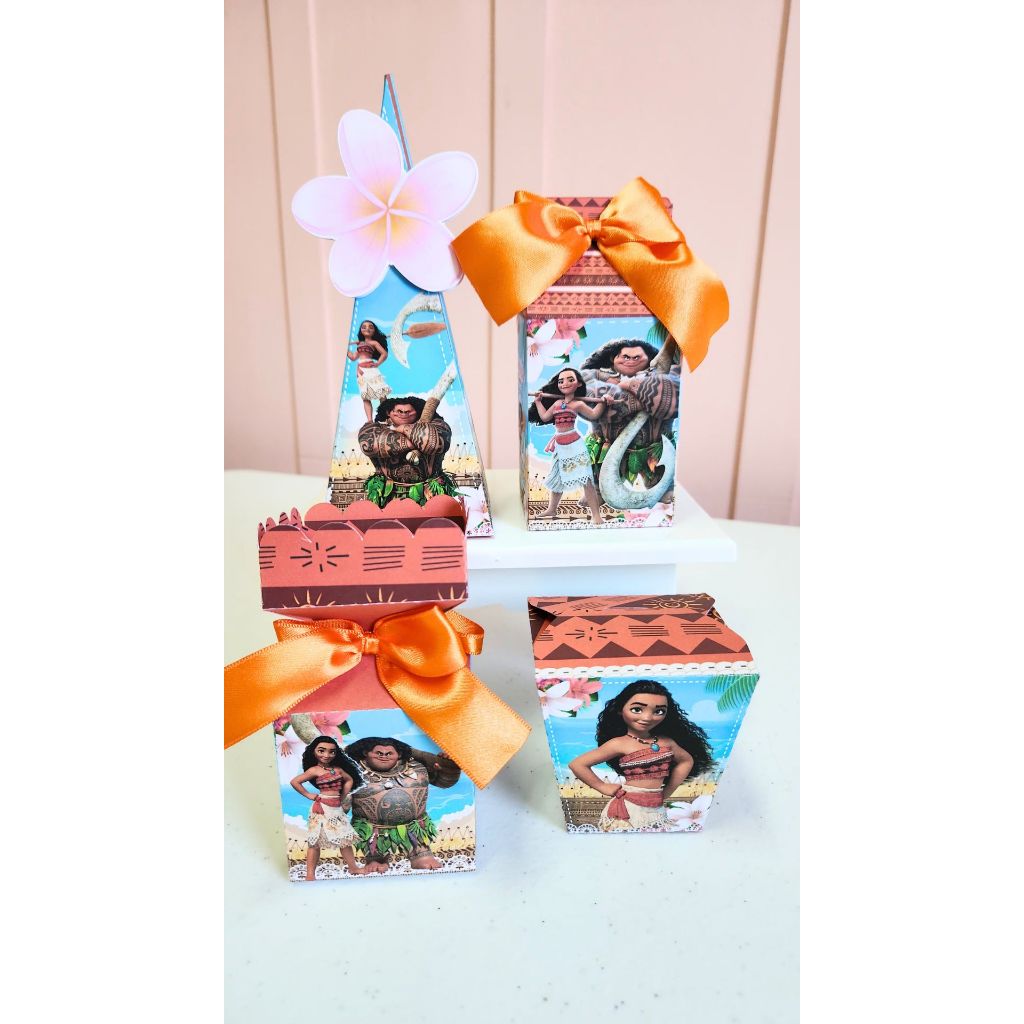 KIT FESTA ECONÔMICO MOANA Caixinhas Personalizadas | Lembrancinhas | Festa | Aniversários | Caixa Milk Pirâmide