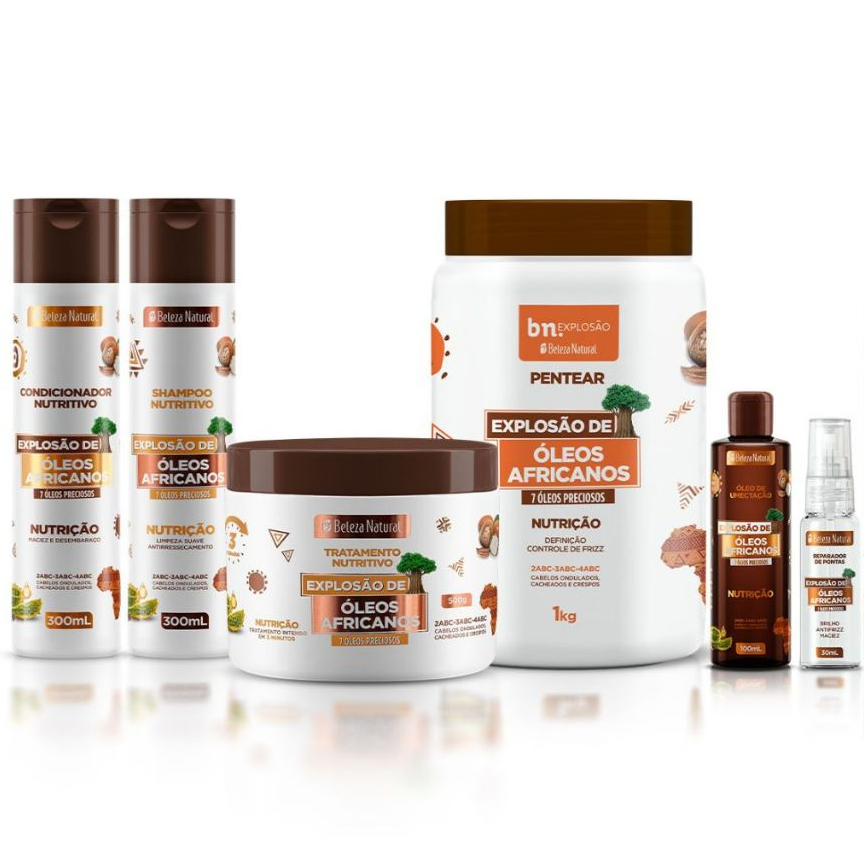 Kit Beleza Natural Óleos Africanos + Reparador de Pontas bn.Explosão - Beauty