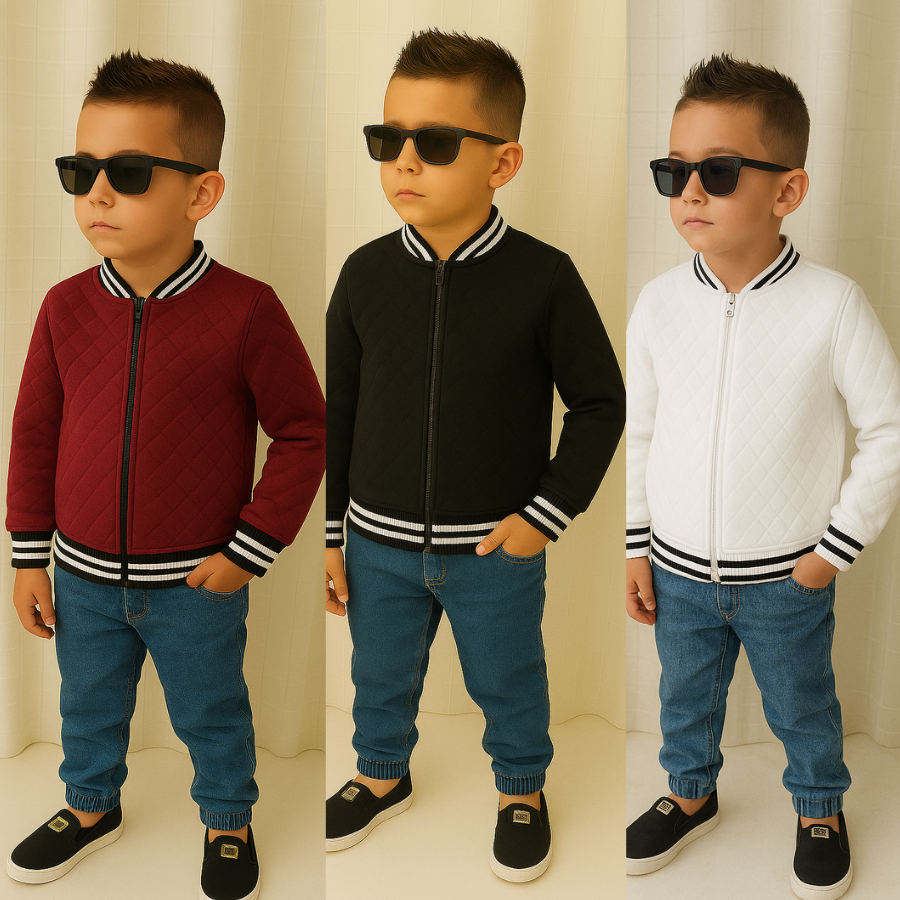 Jaqueta Bomber infantil Juvenil Meninos blusa de frio quentinha ziper masculina infantil 0...