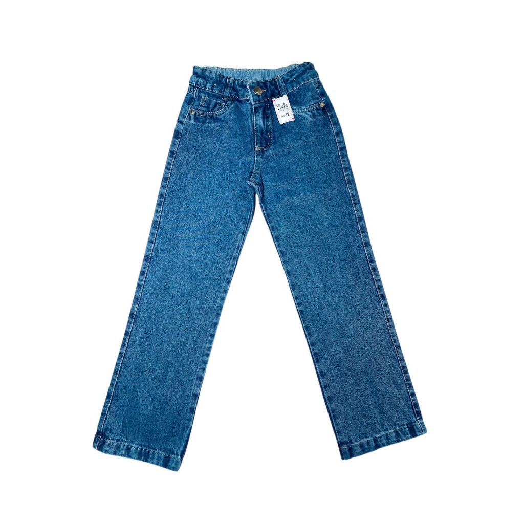 Calça Jeans Wide Leg Premium Infantil Juvenil Lisa  - 4 ao 16 em Oferta na Shopee