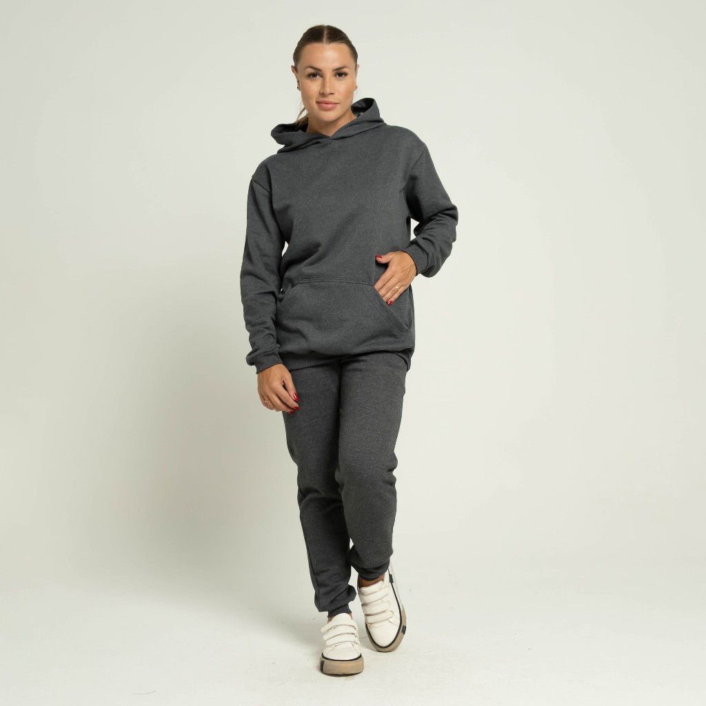 Conjunto Moletom Canguru e Calça Feminino Frio Inverno Com Capuz Flanelado Promoção