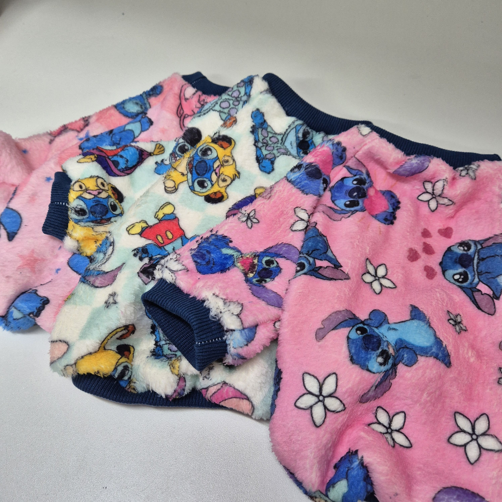 Casaco pe sem touca quentinho - stitch três estampas