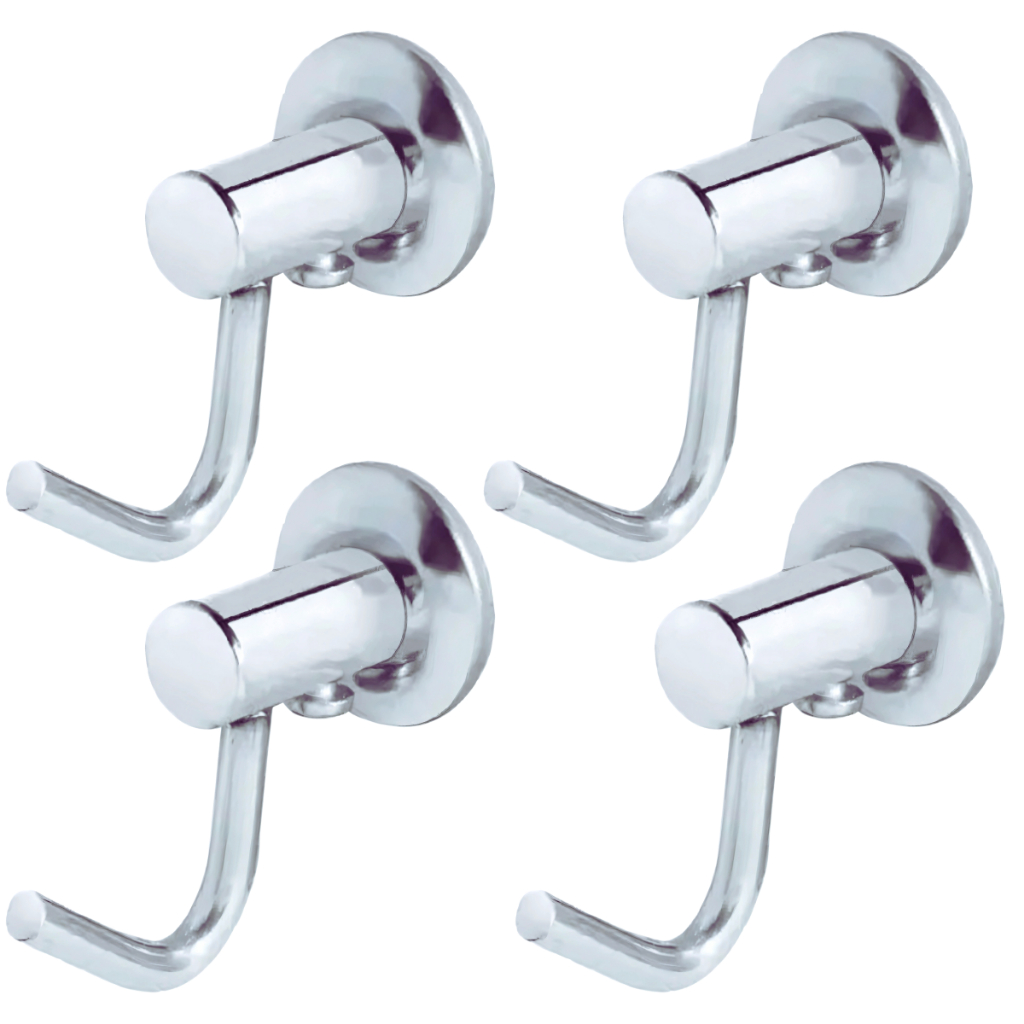Kit com 4 Ganchos de Parede Alumínio para Banheiro - Cabide Porta Toalha com Parafusos Inox