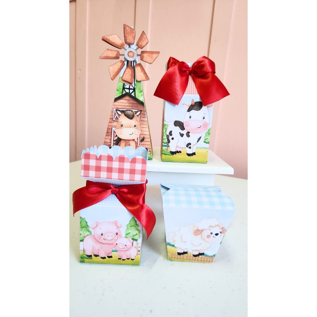 KIT FESTA ECONÔMICO FAZENDINHA MENINO Caixinhas Personalizadas | Lembrancinhas | Festa | Aniversários | Caixa Milk