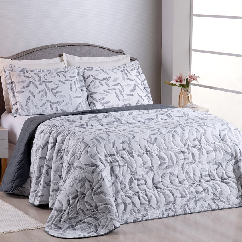 Colcha Cobre Leito Queen Dupla face 3 Peças Percal 200 Fios Colori