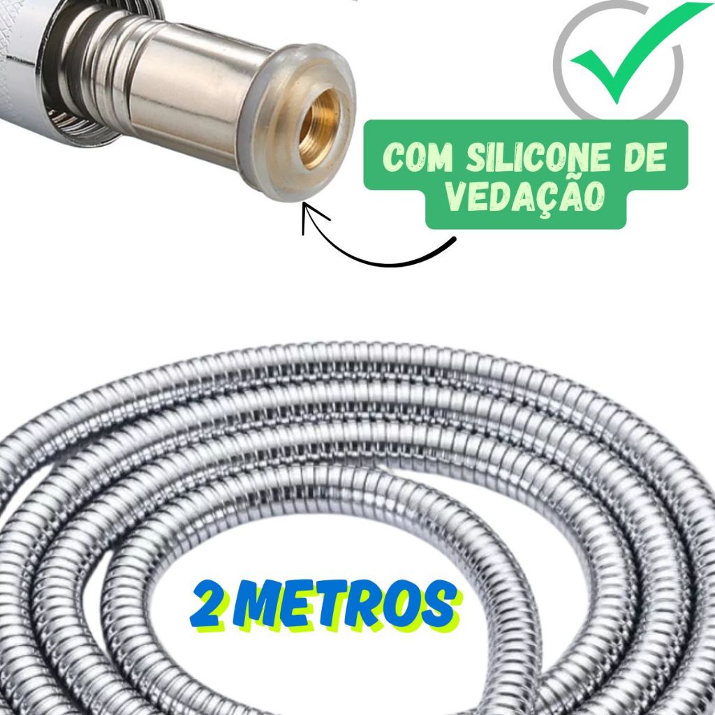 Engate Mangueira 2 Metros Flexível Grande Aço Inox Ducha Higiênica Chuveiro Banheiro em Oferta na Shopee