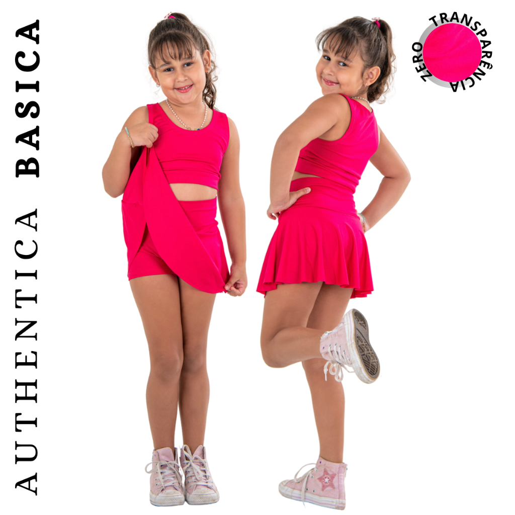 Short Saia Infantil  Liso Suplex Uniforme Escolar Para Meninas