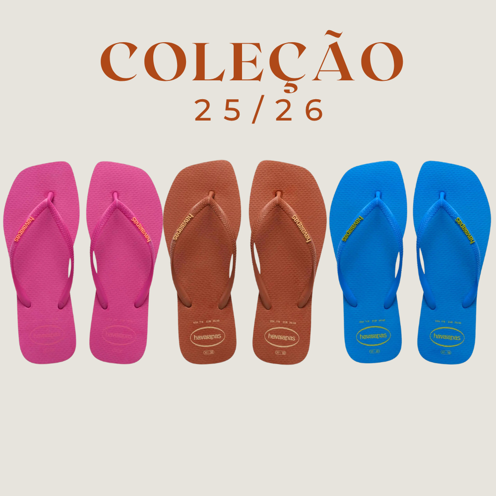Chinelo Havaianas Slim Square Logo Pop Up Feminino Nova Coleção 25/26