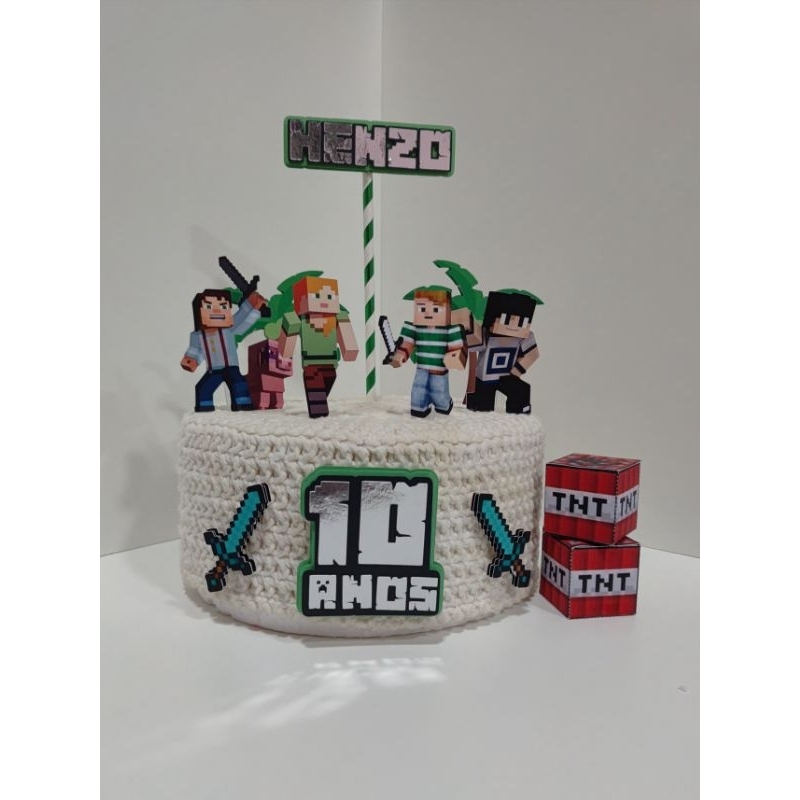 Topo de Bolo Minecraft Personalizado/ Topper de Bolo Minecraft Personizado com nome e idade
