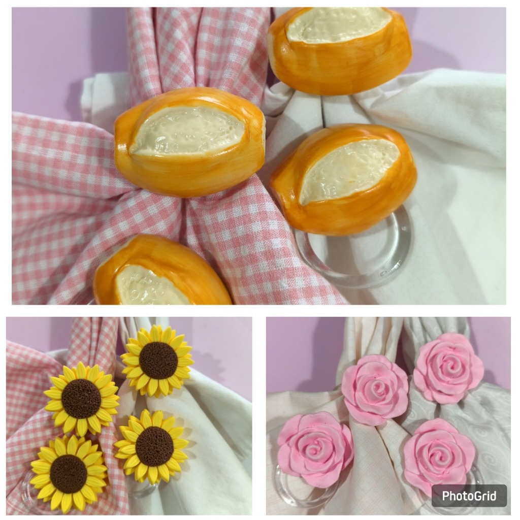Kit Porta Guardanapo/MESA POSTA - Kit Pão + Kit Girassol + Kit Rosa cor de rosa