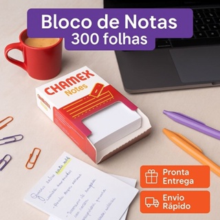Bloco de Notas Chamex 8x11cm - 300 Folhas - Escritório - Recados - Escola - Papelaria do Dia a Dia em Oferta na Shopee