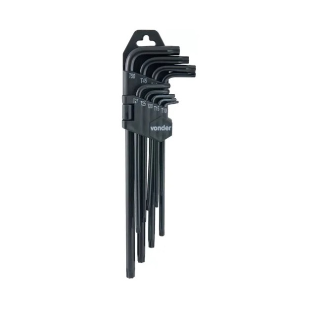 Jogo De Chaves T10 A T50 Hexalobular Torx Longas 9 Peças Vonder - Envio Imediato