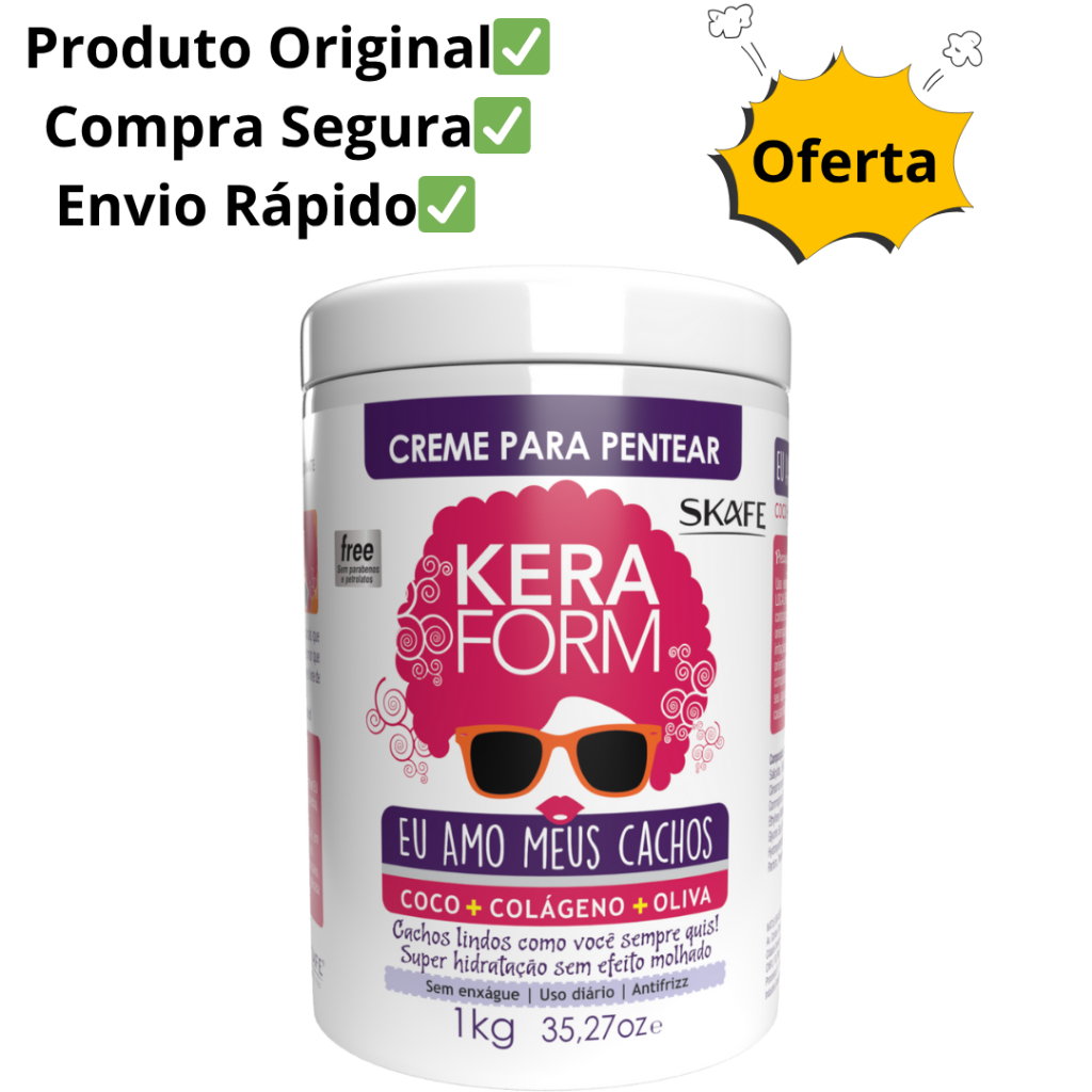 Creme de Pentear Eu Amo Meus Cachos 1kg Cabelo Cacheado Keraform