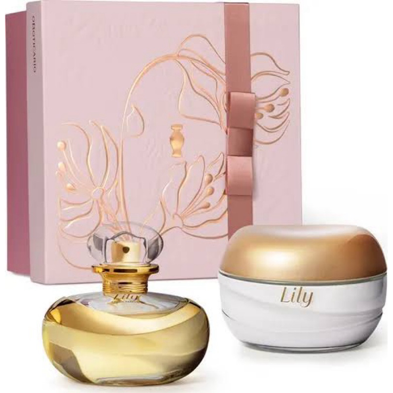 Kit Lily Eau De Parfum 75ml + Creme Acetinado Hidratante Desodorante  250g Caixa De Presente + sacola para presente