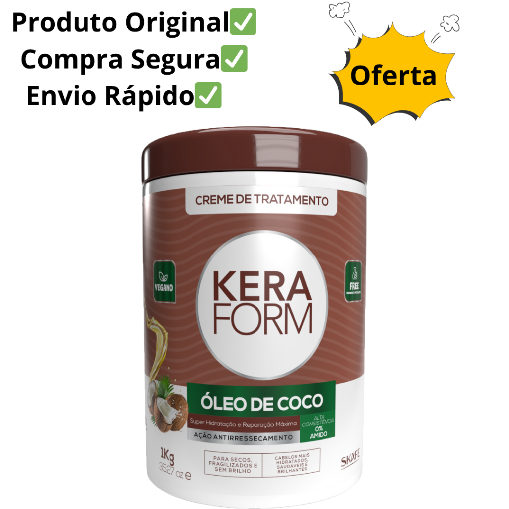 Creme de Tratamento Intensivo Keraform Óleo de Coco 1kg em Oferta na Shopee