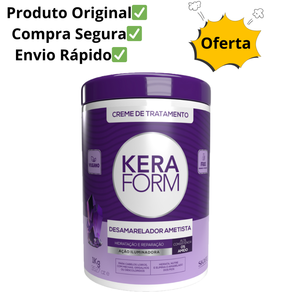 Creme de Tratamento Keraform Desamarelador Ametista 1kg em Oferta na Shopee