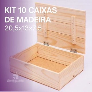 kit 10 Caixas de Madeira com tampa 20,5x13x7,5 Dia dos Namorados, Dia das Mães - presentes|cosméticos|chocolates em Oferta na Shopee