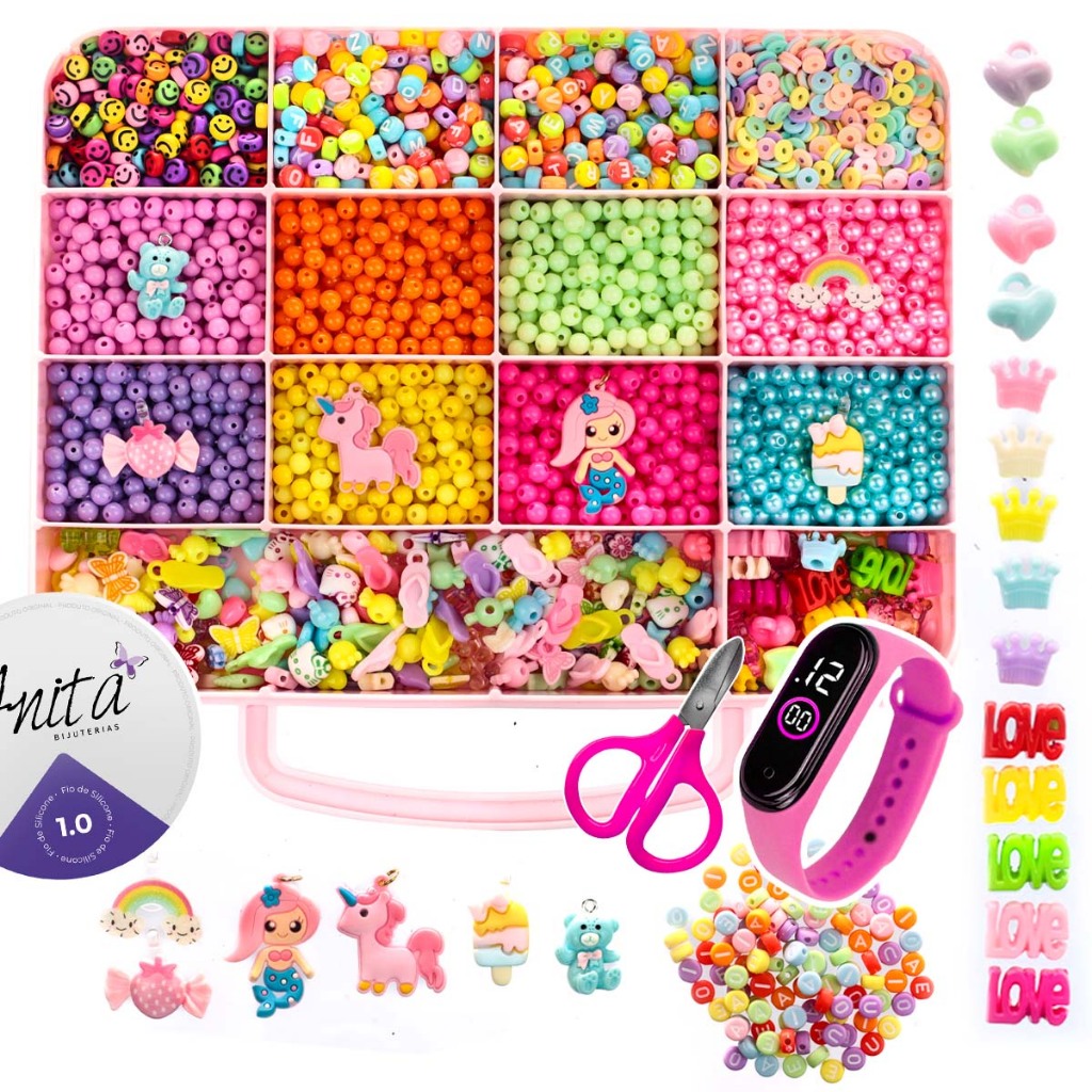 Maleta De Miçangas 5000 peças Para Fazer Pulseiras Coloridas  artesanato perola