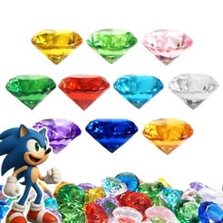 10 Esmeraldas Do Caos Sonico - Kit Completo Jóias Diamantes Coloridos Pedras Preciosas Decorativas Diamante 15mm Cristal