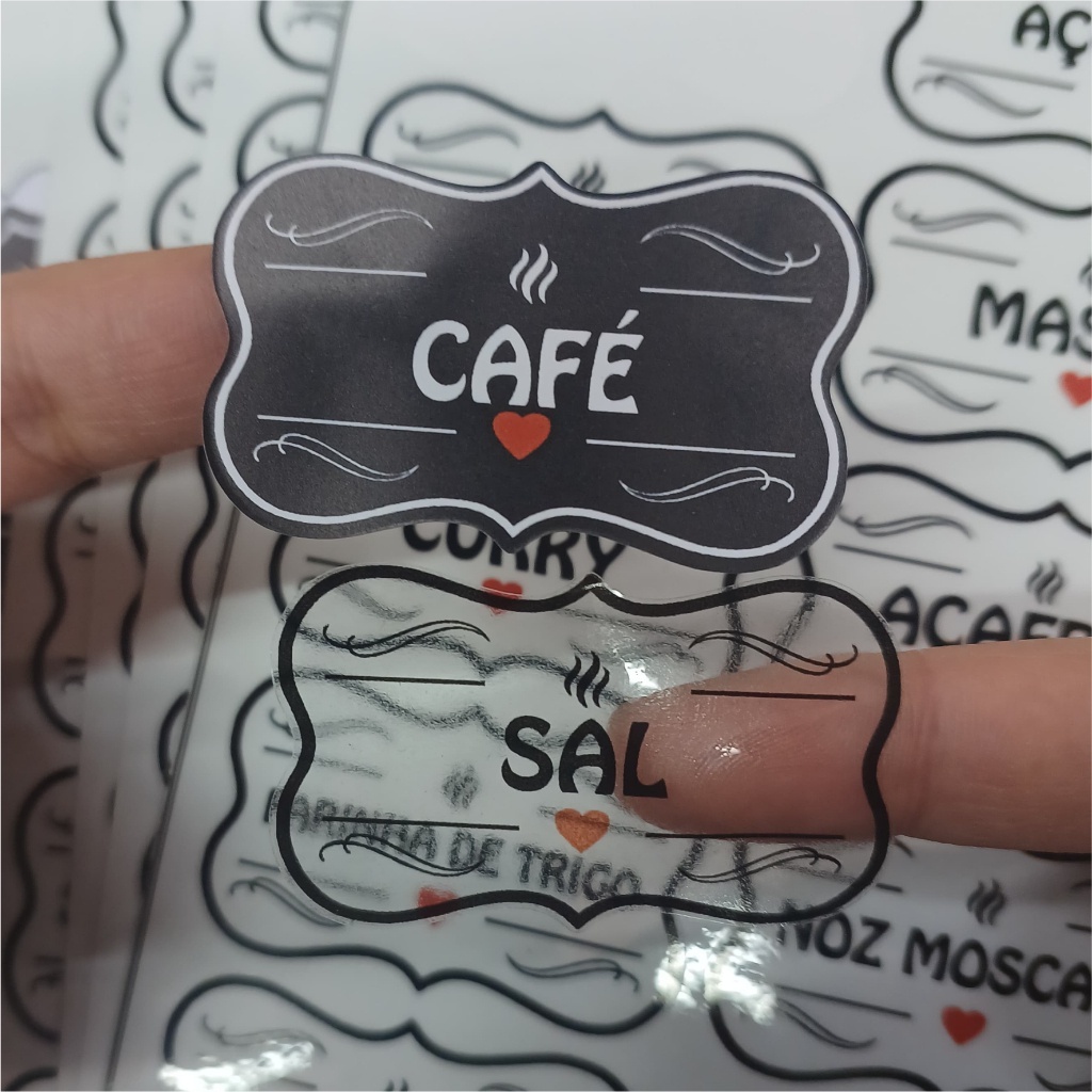 Kit 50 Adesivos com detalhe coração Para Temperos e Mantimentos 5x3cm Organizadores De Potes em Oferta na Shopee