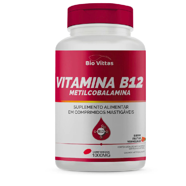 Vitamina B12 Metilcobalamina (120 Comprimidos Mastigáveis sabor Frutas Vermelhas) - Bio Vittas