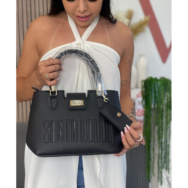 Bolsa estilosa feminina forrada com alça transversal