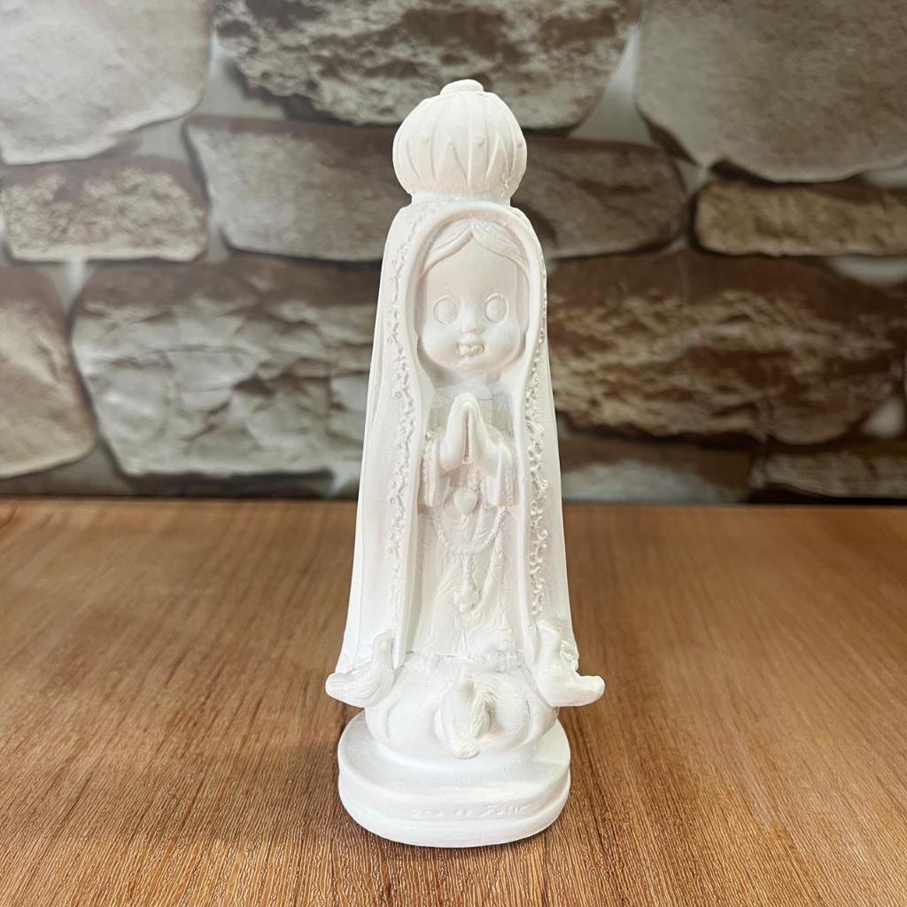 Nossa Senhora de Fátima em Gesso Cru de 13,5 Cm