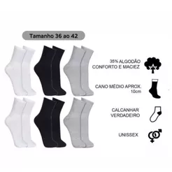Kit Com 12 Pares de Meias Esportes