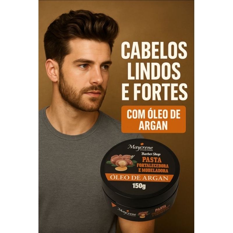 Kit Óleo de Argan cabelos brilhantes e sedosos + Pomada fortalecedora e modeladora 150gr maycrene
