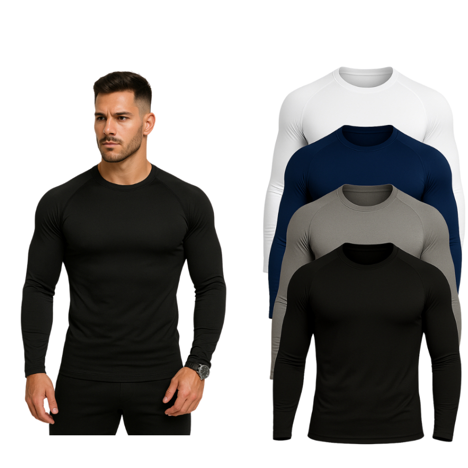 Kit 2 Camisas Manga Longa Camiseta Proteção Uv 50+ Solar Unissex Segunda Pele Frio e Calor Térmica Com Compressao