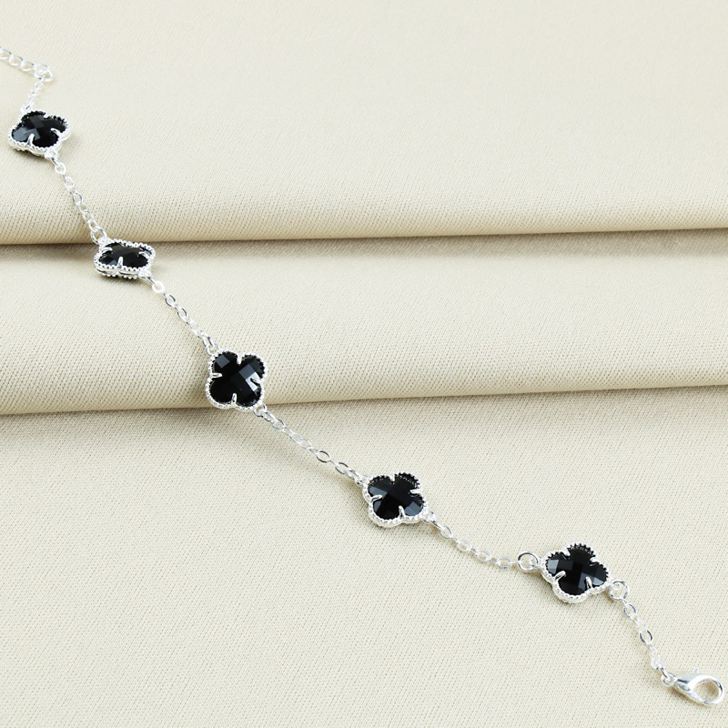 ZANNE PULSEIRA PRETA TREVO VIRGINIA FOLHEADA A PRATA 925 em Oferta na Shopee