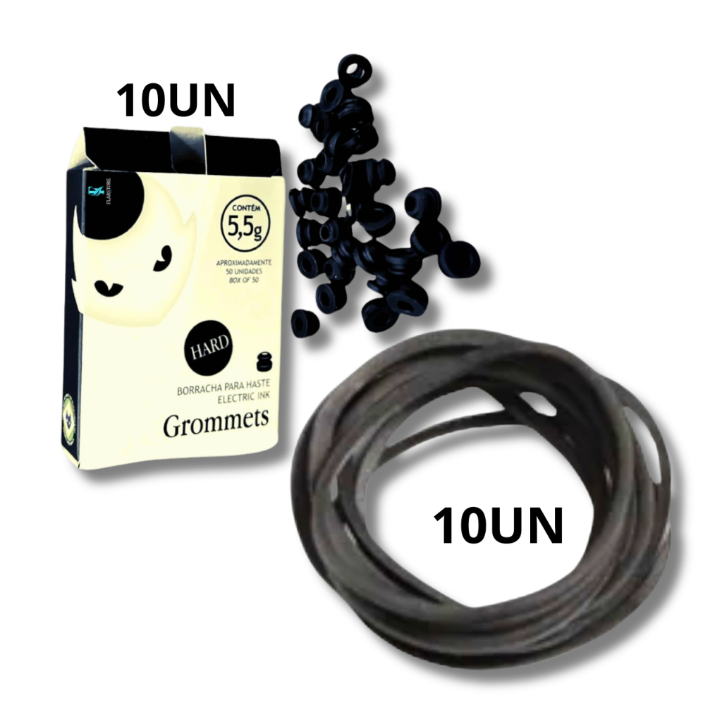 Borracha Para Haste Grommets Hard Super + Borrachas Elásticas Kit 10 Unidades Cada Tattoo Electric Ink Tatuagem Original — imagem 2 de 2