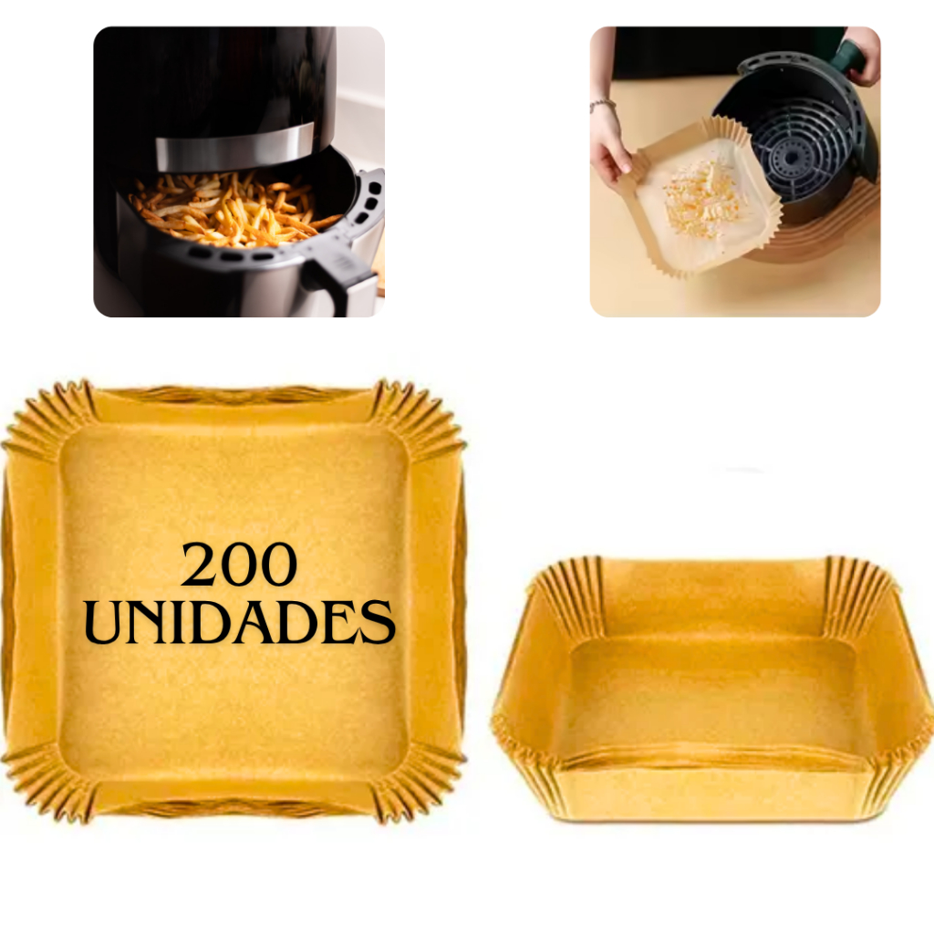200 Formas Descartáveis para Airfryer Papel Antiaderente Forno Microondas