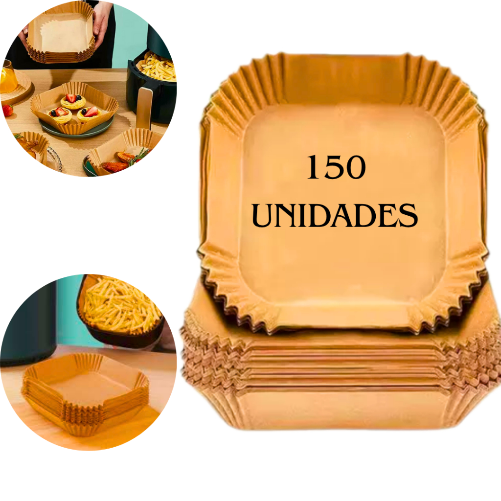 Kit 150 Formas Descartáveis para Airfryer Redondas Papel Forneável