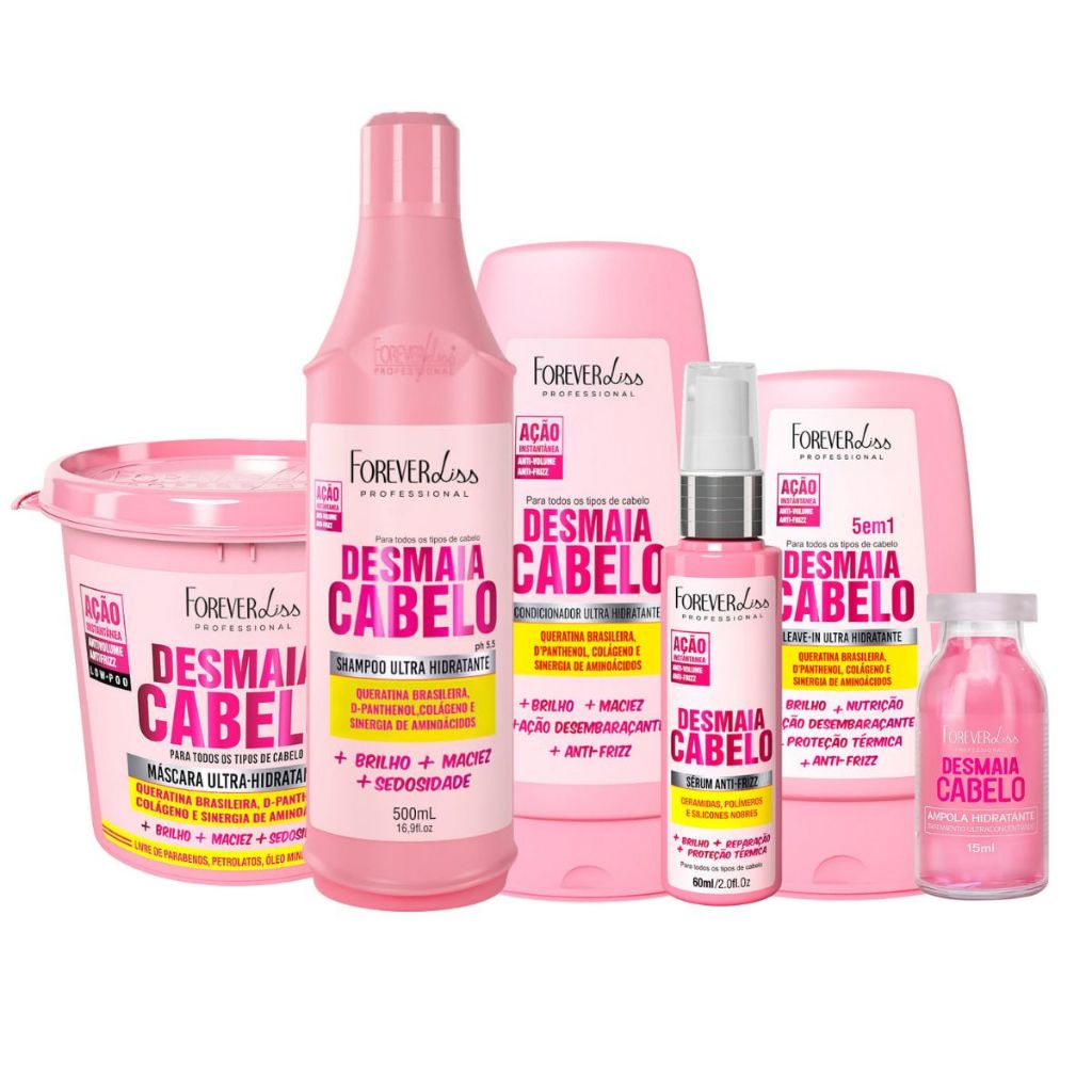 Kit Completo Desmaia Cabelo Ultra Hidratante Forever Liss