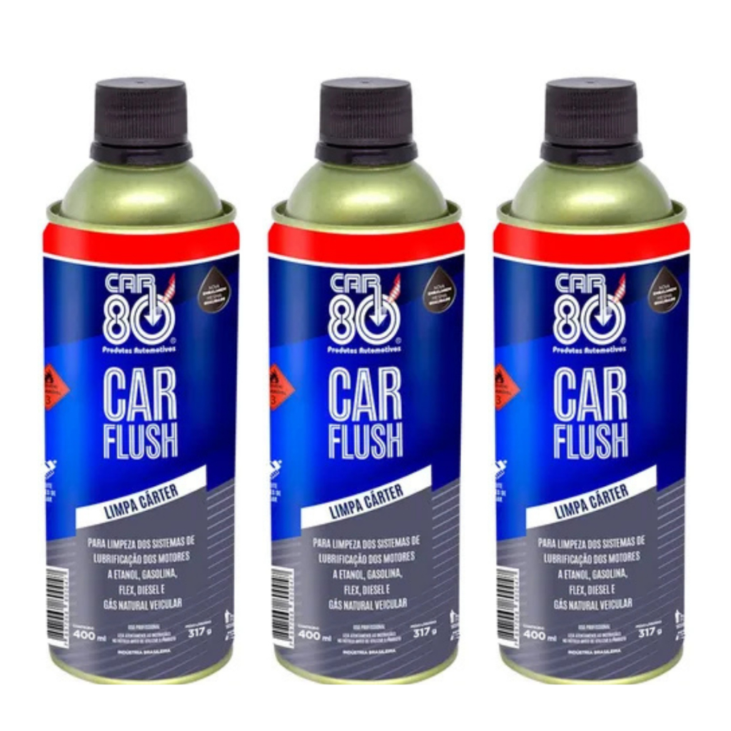 Kit 3 Car Flush Car 80 Limpeza Motor Pré Troca Óleo 400ml - Econômico Remove Borra em Oferta na Shopee