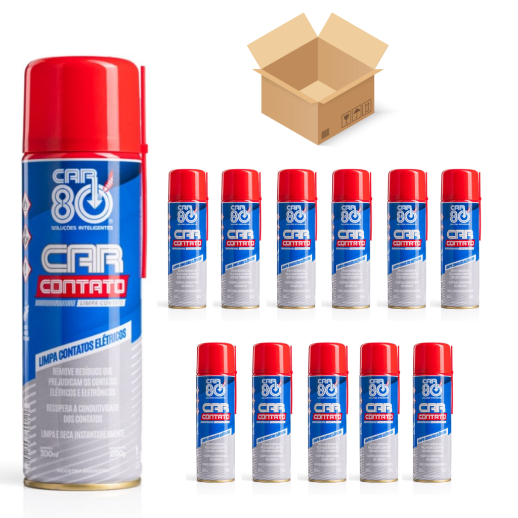 CAIXA COM 12 UNIDADES DE LIMPA CONTATO CAR 80 300ML - REVENDA ATACADO ELETRÔNICA ORIGINAL em Oferta na Shopee