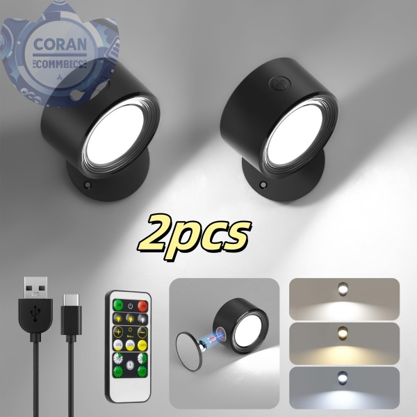2PCS Lâmpada De Parede Sem fio Com Imã Luz de Leitura LED Moderna Luminaria de Dimmer Alimentada por USB em Oferta na Shopee