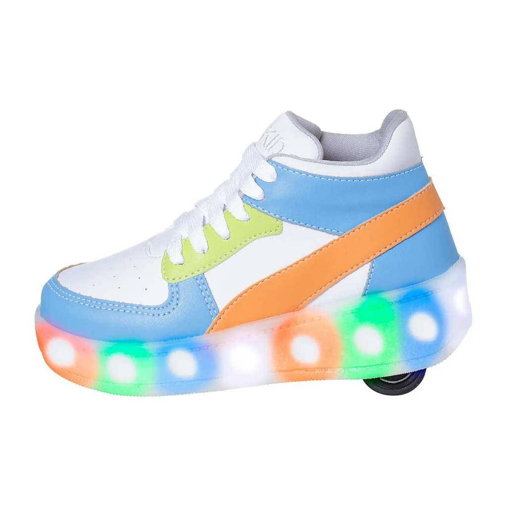 Tênis De Rodinha com Luz Led Luzinha Bibe Infantil Menino Super 1 Rodinha Confortável