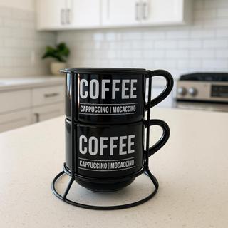 Xicara Empilhavel Coffee Capuccino Mocaccino Branca Preta 200 ml Café Chá em Oferta na Shopee