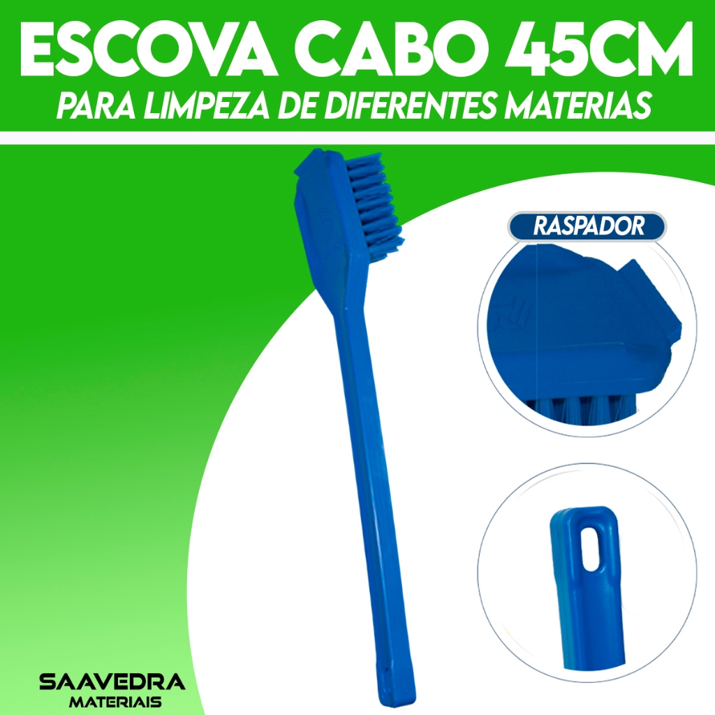 Escova Longa Azul 45cm Com Raspador Multiuso Bralimpia