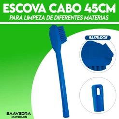 Escova Longa Azul 45cm Com Raspador Multiuso Bralimpia