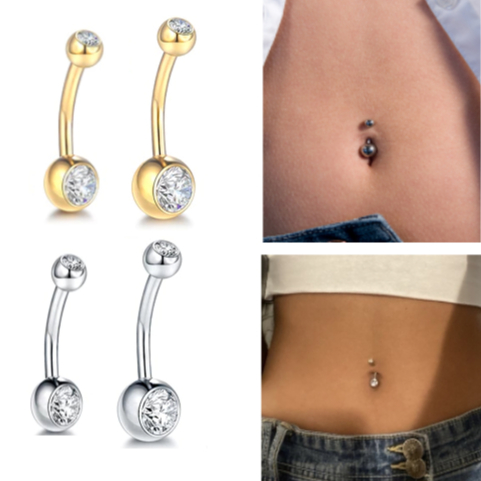 Piercing Titânio Umbigo G23 Com Zircônia Brilho  Hipoalergênico em Oferta na Shopee
