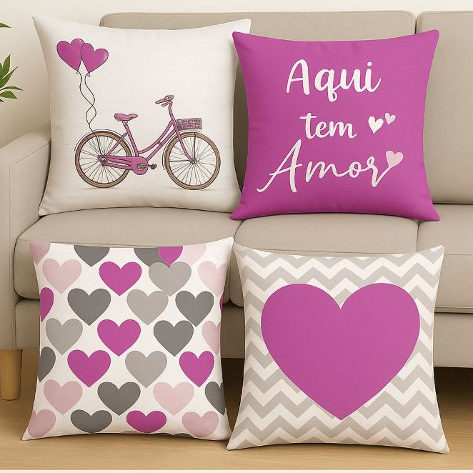 Kit 4 Capas De Almofada Modern Print 45X45 Estampas Variadas c/ Ziper Escondido — imagem 2 de 2