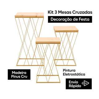 Trio De Mesa Em Ferro Treliça Cruzada Kit Com 3 Peças Para Festa Eventos Decoração em Oferta na Shopee