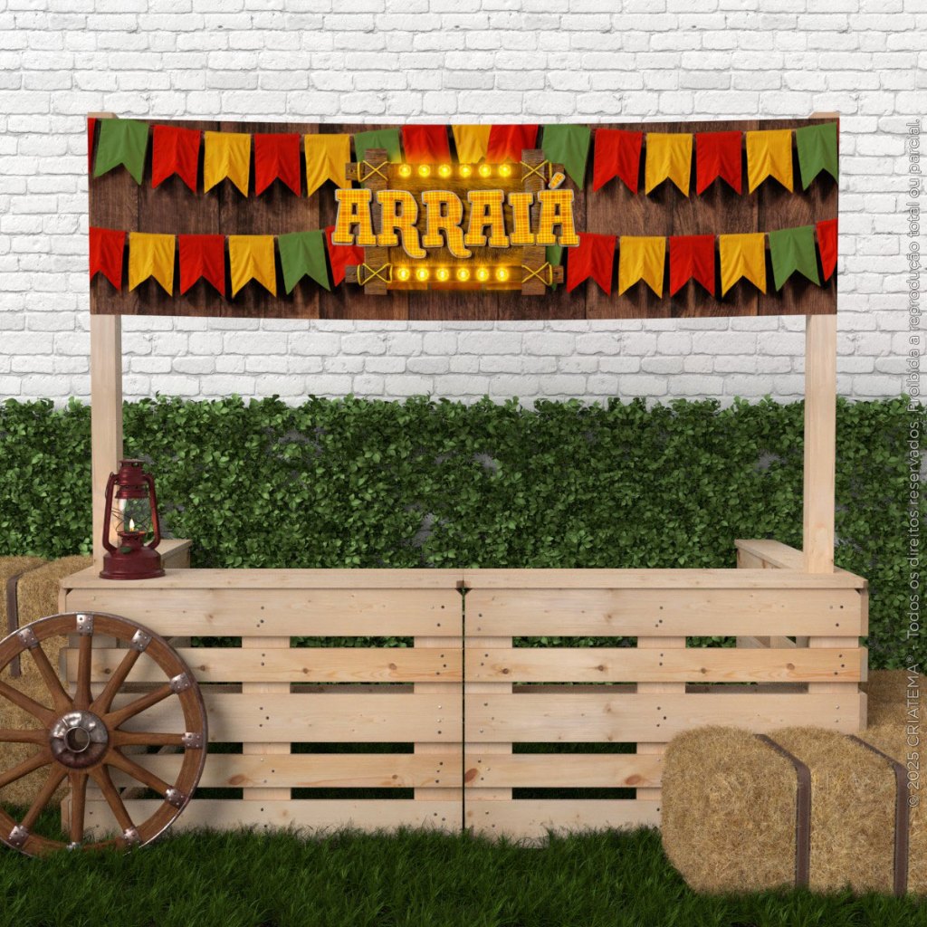Faixa para Barraca de Festa Junina Decorativa São João Arraiá 2,00×0,50m Em Teci