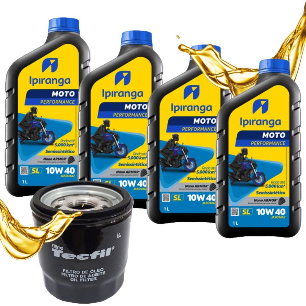 Troca de Óleo Suzuki Bandit 650 / Bandit 1200 / Srad 750 Gsx-r Ipiranga 10w40 + Filtro em Oferta na Shopee