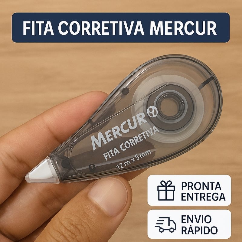 Corretivo em Fita Mercur 4,2mm x 12m - Cobertura Uniforme - Escola - Escritório - Papelaria