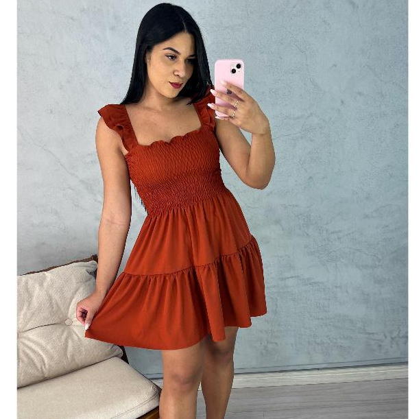 Vestido feminino lastec rodadinho cores verão moda em Oferta na Shopee