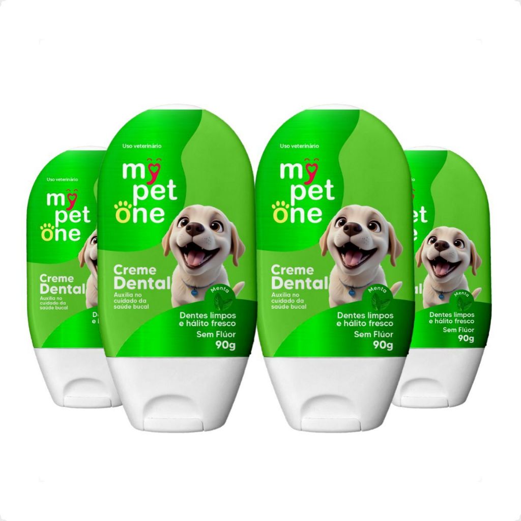 Kit 4 Creme Dental Menta para Cães e Gatos Mypetone - 90g em Oferta na Shopee